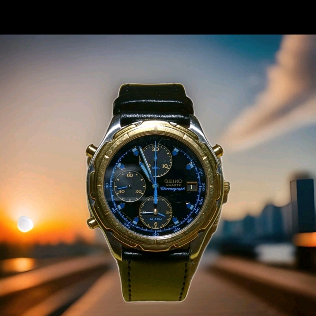 Seiko Gold And Black Chronograph Watch
